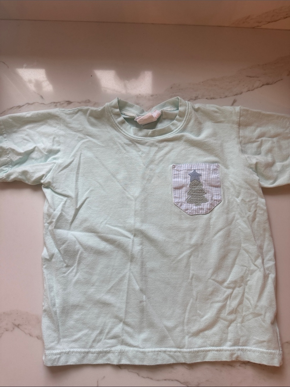 Children's Light Mint Short-Sleeve Tee with Appliqué Pocket